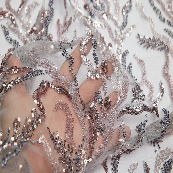 1 Yard Embroidered Lace Fabric Beaded & Sequined with Rich Design, 50/52&Prime; Wide Black Blue {2}