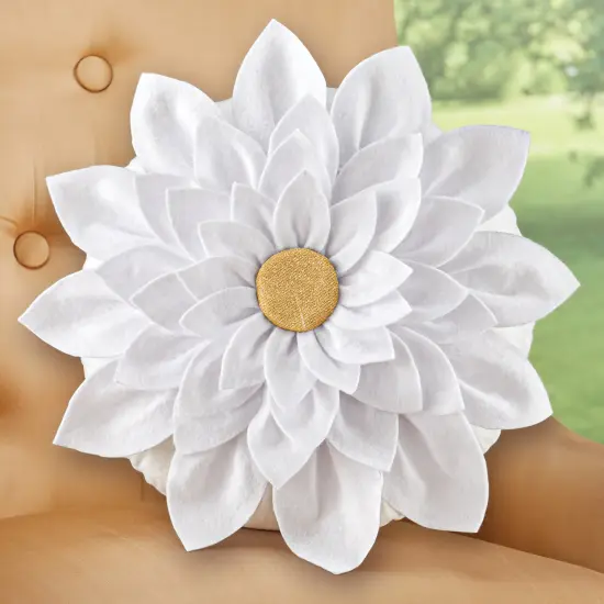 Collections Etc 3D White Magnolia Shaped Accent Pillow {1}