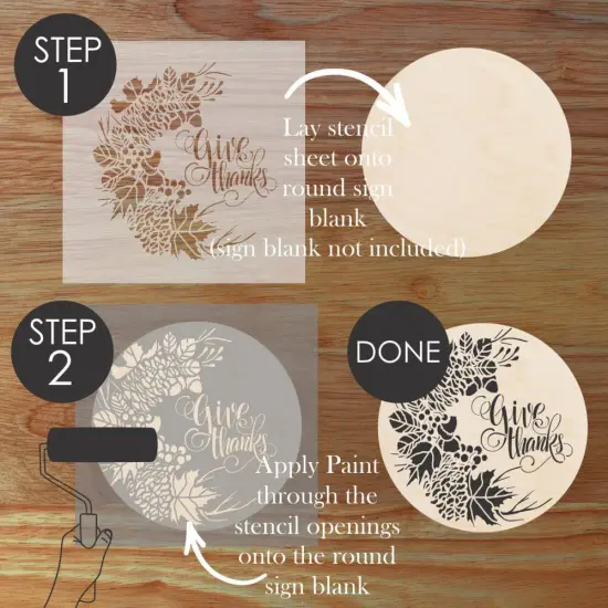 Thanksgiving Wreath Round Sign Stencil | Sign Stencil | DIY Sign Stencil | Round Stencil | Designer Stencils | {4}
