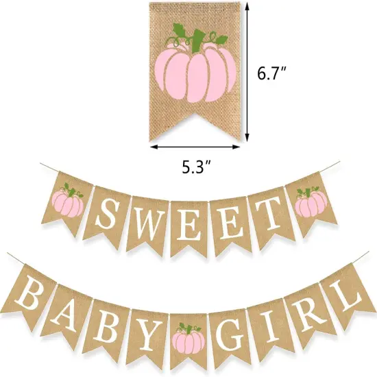 Sweet Pumpkin Baby Shower Banner Fall Theme Welcome Girl Burlap {2}