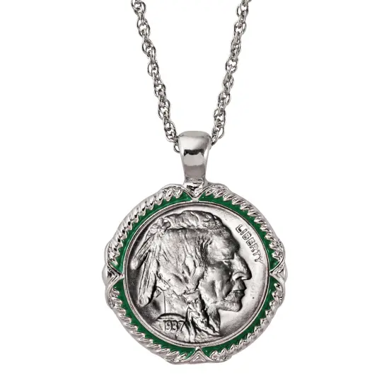 Collections Etc Genuine Silver-Tone American Indian Buffalo Nickel Pendant {1}