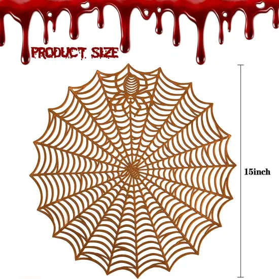 6 Pcs Halloween Spider Web Placemats- 15"" Heat Insulation Halloween Placemats {2}
