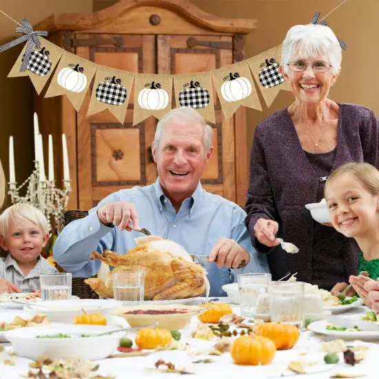 Plaid Pumpkin Burlap Banner Buffalo {5}