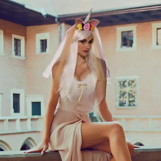 Unicorn Floral Adult Costume Headpiece {3}