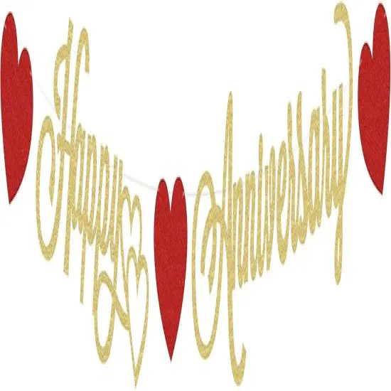Pre-Strung Happy Anniversary Banner - Gold Glitter Decorations {3}