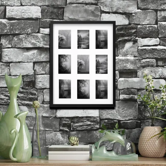 18x24" Black Frame for 9 Pictures &ndash; Horizontal/Vertical, No-Nail Hanging, Depth Display {6}