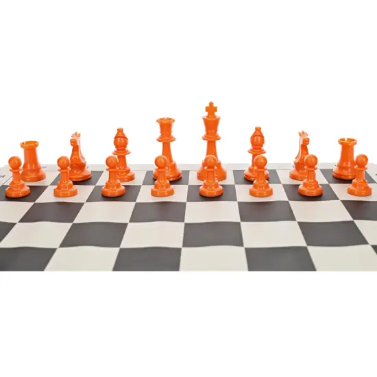 WE Games Color Bright Plastic Staunton Tournament Chess Pieces with 3.75 in. King - Half Chess Set of Chess Pieces Only, Orange {4}