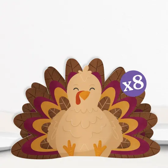 Big Dot of Happiness 3D Thanksgiving Turkey Centerpiece Table Decorations, Freestanding Fall Friendsgiving Party Decor, Turkey Centerpieces - 8 Count {1}