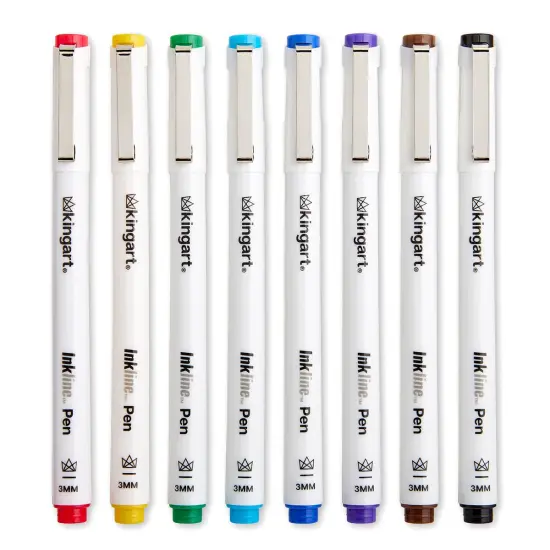 KINGART&reg; Inkline&trade; Chisel Tip Pens, 8 Colors {5}