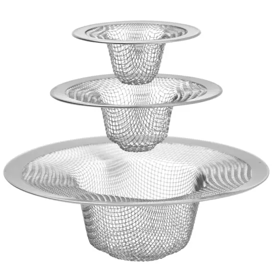 Juvale 4-Pack Stainless Steel Kitchen Sink Drain Strainer, Mesh Screen Drainer and Hair Catcher for Bathroom (4.3", 2.8" and 2.1") Silver {4}