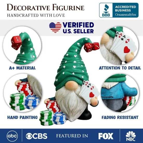 Entertainment Gnome Figurine, 8" Room Table Decor Statue {2}