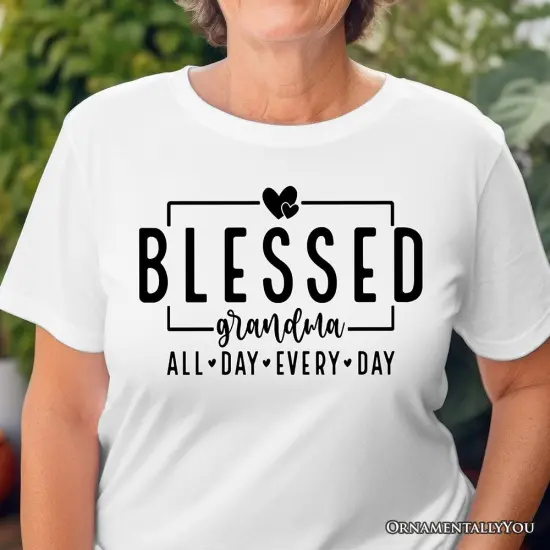 Blessed Grandma T-Shirt, All Day Every Day White and Black Tee for Faithful Grandmothers {5}