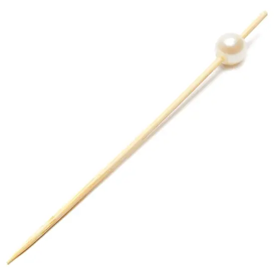 150 Pack White Pearl Toothpicks for Food, Decorative Bamboo Cocktail Picks for Appetizers (4.7 in) Brown {6}