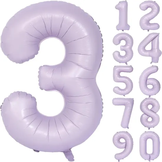40 In Matte Purple Number Balloons Helium Foil Mylar Balloon Birthday Party banquet Decoration Digital 3 {1}