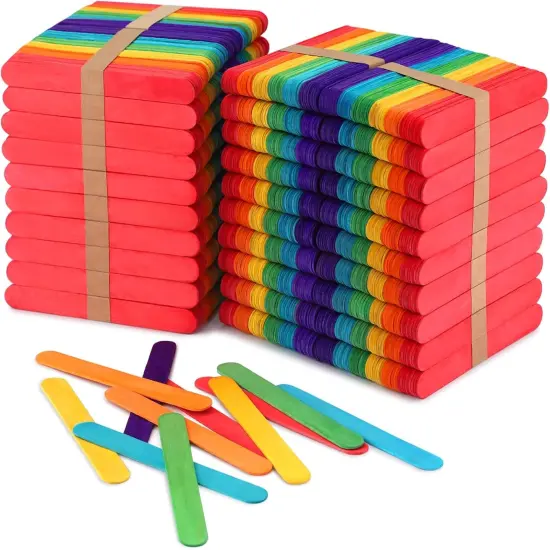 1500 Pcs 6 Inch Colored Jumbo Craft Stick, Wooden Rainbow Popsicle Sticks, Wide Lollipop Sticks, Ice Pop Sticks, Great for DIY Craft Creative Designs and Kids Education, Home Art Projects {1}