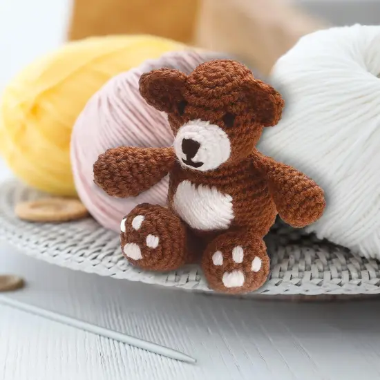 Little Crochet Friend Animals Crochet Kit, Bear, 8", Complete Kit, Learn to Animal Starter Kit for All Ages, Includes Instructions, DIY Amigurumi Kits {4}