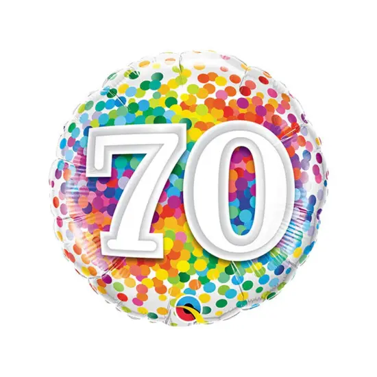 70 Rainbow Confetti 18" Foil Mylar Balloon {2}
