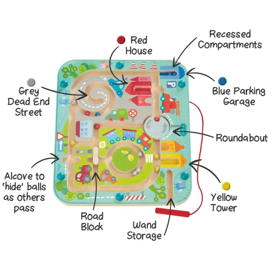 HABA Busy Board for Toddlers 2-4: Town Magnetic Maze Puzzle Game - Toddler Travel Toys for Preschoolers Multicolor {3}