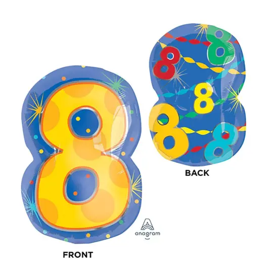 Number 8 Confetti Dots 20 Inch Foil Mylar Balloon {1}