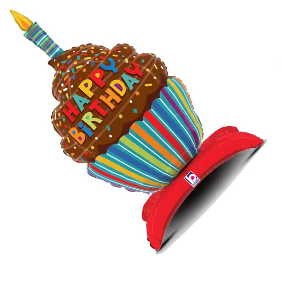 Betallic&reg; 31 Inch Happy Birthday Cupcake Standups Foil Mylar Balloon {4}
