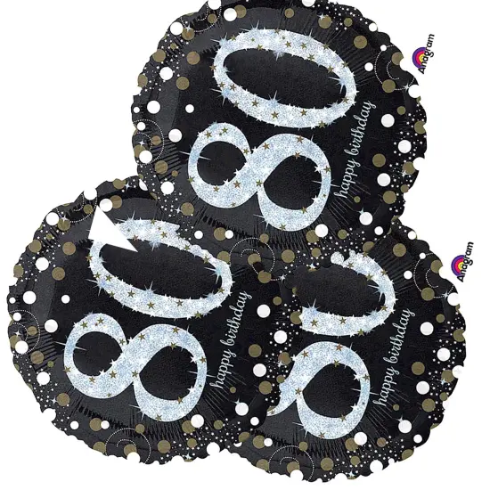 Sparkling Birthday 80 Round Foil Balloon Holographic 18 Inch {3}