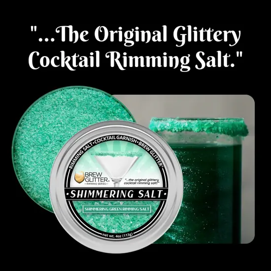 Brew Glitter - Shimmering Green Rimming Salt (4oz, 1x Bar Tin) Edible Glitter Blended Cocktail Garnish for Mixed Drinks and Beverages {3}