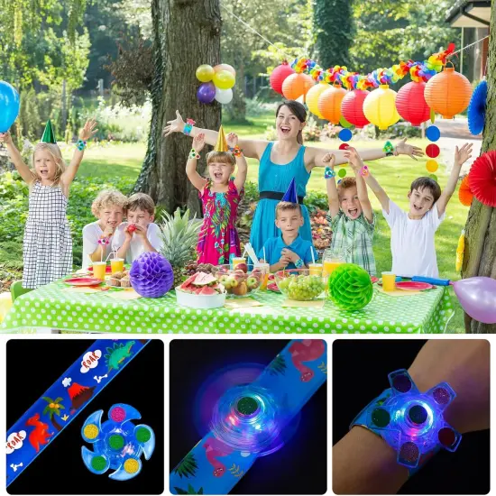 25 PCS Light Up Fidget Rotating Toy + 25PCS Slap Bracelets, Dinosaur Valentines Party Favors Stocking Stuffers for Kids 4-8-12 Goodie Bag Stuffers Glow in The Dark Supplies Gifts {3}