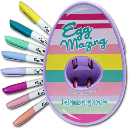 Egg Decorating Spinner and 8 Colorful Quick Drying Non Toxic Markers (Purple) {1}