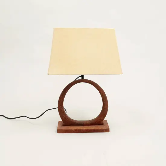 Handmade Artisanal Table Lamp with Wooden Base -15" X 10" X 21" {2}