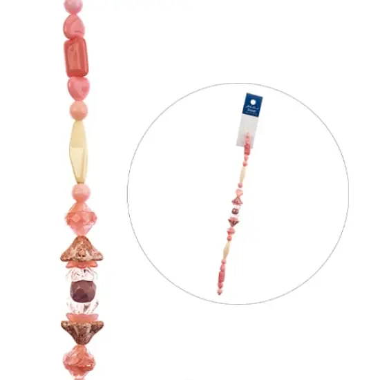 John Bead 7" Assorted Shape Czech Glass Bead Strand Pink Cotton Candy {2}