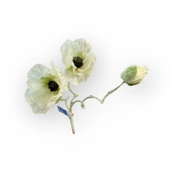 Artificial Cream Poppy Spray – 20" Faux Floral Stem for Crafts-FSP616-CR {2}