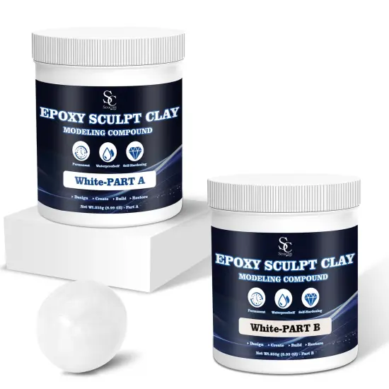 Epoxy Putty Sculpt Clay, 2 Part A & B for Sculpting, Modeling, Building, and Repairing, 1 Pound, White {3}