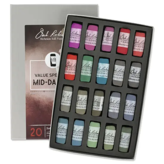 Richeson Soft Handrolled Pastels - Mid Darks 3, Set of 20 {1}