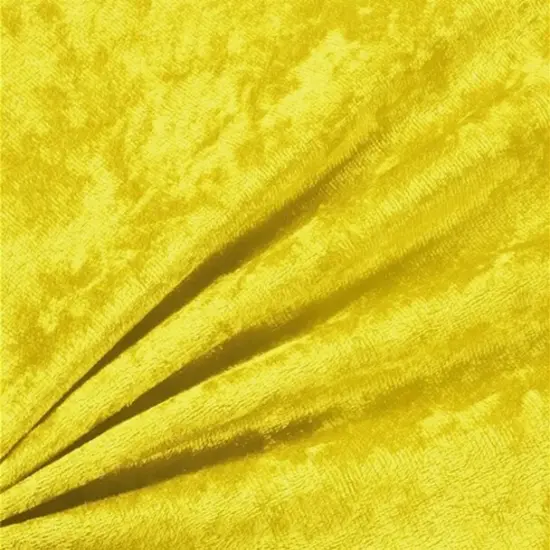 1 Yard Sunny Yellow Crushed Velvet Fabric 58/60" Wide Plush Panne Apparel Fabric for DIY & Decorative Use {1}
