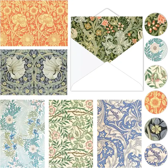 William Morris Greeting Cards with Envelopes, 24 Pack, Vintage Floral Stationery, Blank Note Cards for Wedding, Birthday, Baby Shower, Thank You, 4 x 6 Inches {1}