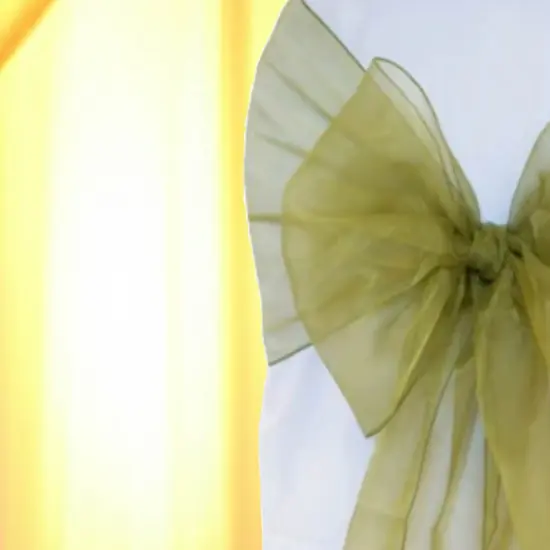 10 Pieces Moss Green or Olive Green Angle End Organza Chair Sashes, 12"x116" Elegant Event Wraps {4}