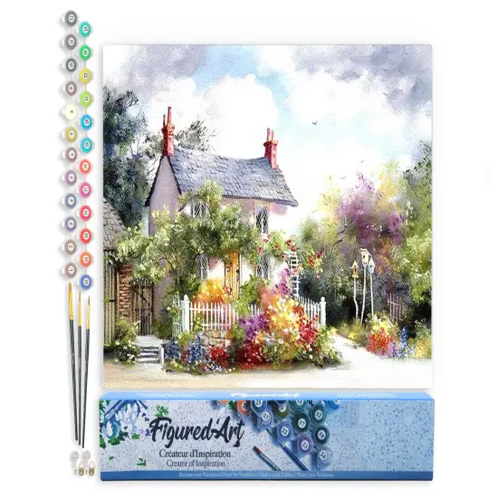 Figured'Art Paint by Numbers Kit for Adults Quiet neighbourhood 16"x20" - Craft Art Painting DIY Kit Rolled Canvas without frame {1}