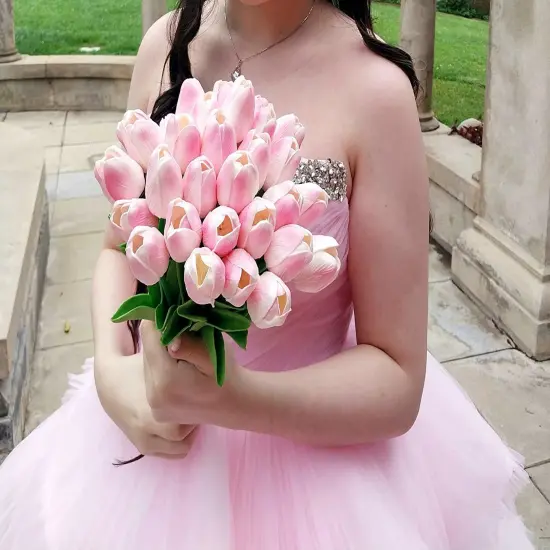 10pcs Artificial Pink Tulips Real Touch Spring Flowers Easter Home Decor Wedding Party Decoration {5}