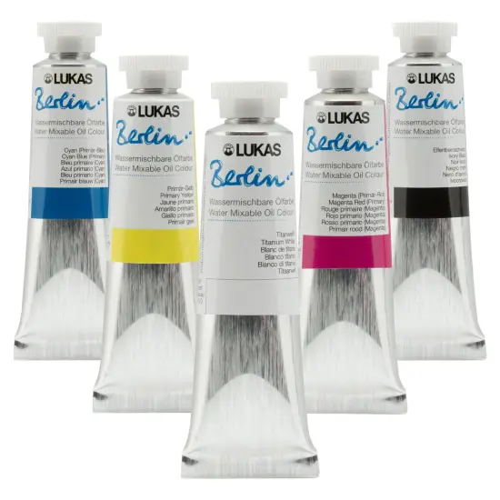 Lukas Water Mixable Oil Paint - Eco-Friendly, 37ml Mixing Set of 5, Solvent-Free Artist Oil Paint with Lightfast Pigments and Beeswax for Smooth Consistency, Water Soluble, Quick-Drying {1}