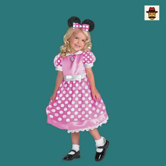 Girls Minnie Mouse Costume, Pink Polka Dot Dress Mouse Ears Headband Toddler {4}