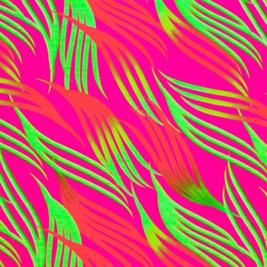 Abstract Tossed Fronds Printed Spandex Fabric Pink {1}