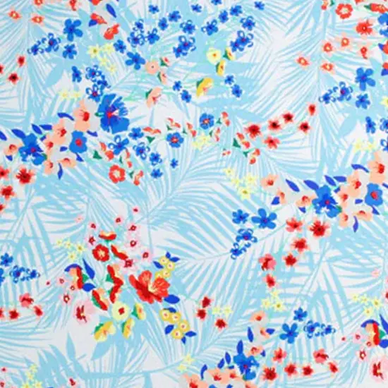 Autumn Palms and Pretty Flowers Printed Spandex Fabric {3}