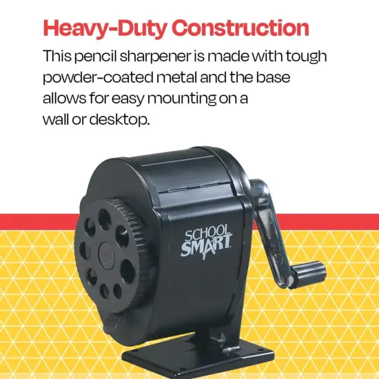 School Smart Manual Classroom Pencil Sharpener, Multi-Hole Design, Black {5}