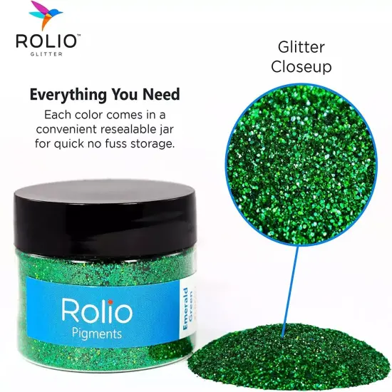 Rolio - 1 Jar Vibrant Holographic Glitter (Emerald Green) - 1 oz {2}