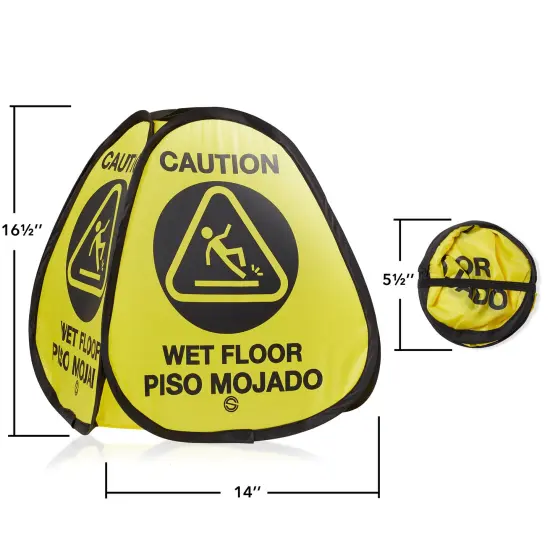 Dryser 3-Pack 16" Pop-up Caution Wet Floor Signs -&nbsp;Yellow&nbsp;4-Sided English/Spanish Warnings {6}