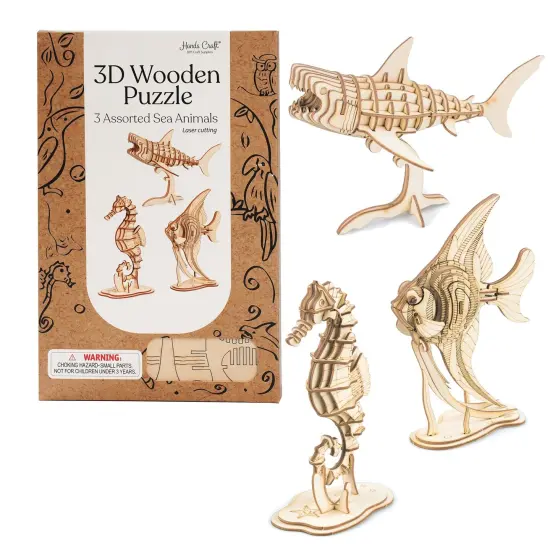 3D Wooden Puzzle Bundle &ndash; Sea Animals (3-Pack) {1}