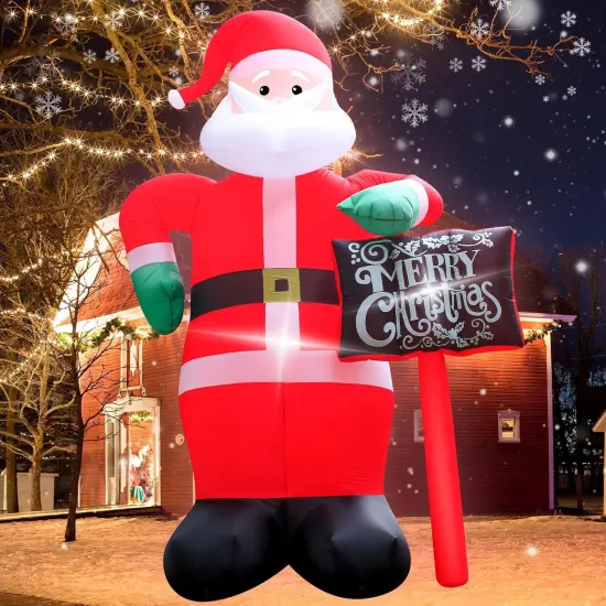 Inflatable Santa Claus 12 Feet Christmas Decoration with Bright LED Lights Perfect for Outdoor Lawn Garden Entryway and Holiday Parties Easy to Install and Store Christmas Inflatable Santa Claus Toy {4}