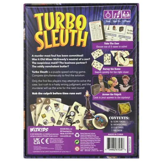 Turbo Sleuth - WizKids, Puzzle Solving Game, Ages 10+, 2-8 Players, 20 Min {3}