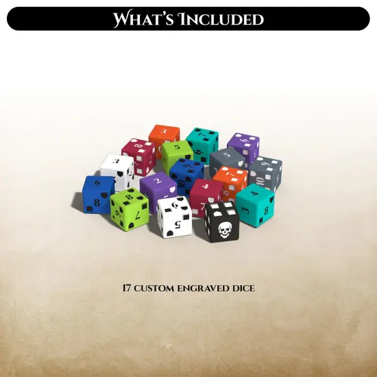Middara: Act 1 - Extra Dice Pack - 17pc Set, Additional Custom Act 1 Die, Colorful d6 Dice, Etched Designs, RPG Accessories, Base Game Add-On {3}