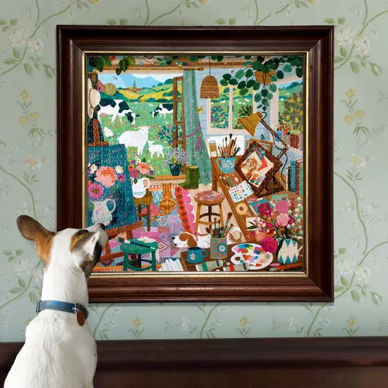 eeBoo Piece & Love: Artist's Cottage - 1000 Piece Puzzle - Adult Square Jigsaw, 23x23", Includes Image Reference Insert, Glossy High-Quality Pieces {6}